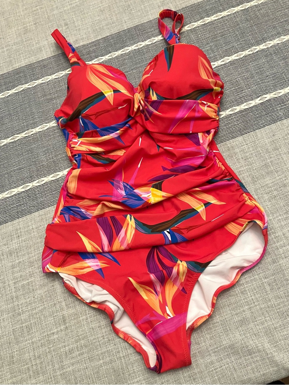 Colorful Floral Ruched Bra One-Piece Swimsuit, Profile By Gottex size 10D